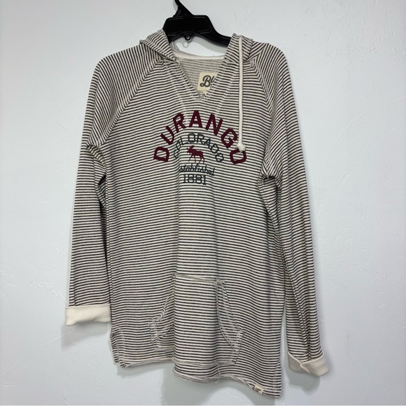 Blue 84 Tops - Blue 84 Durango Striped Hooded Pullover with Maroon Logo Women's Large Cotton